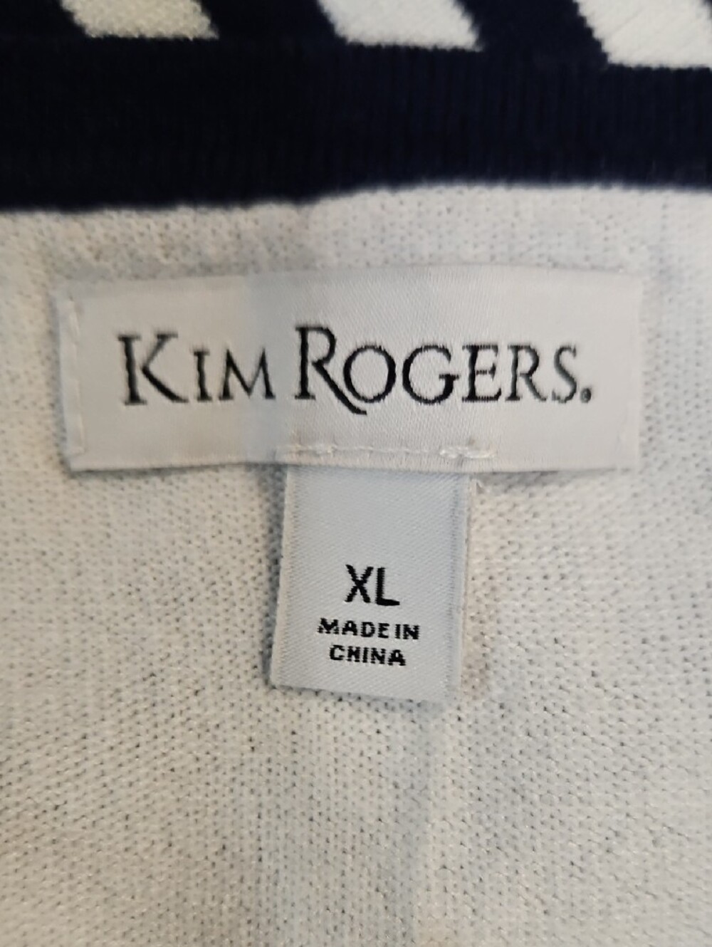 Kim Rogers Navy & White Striped Button Cardigan with Red Trim - Picture 5 of 6